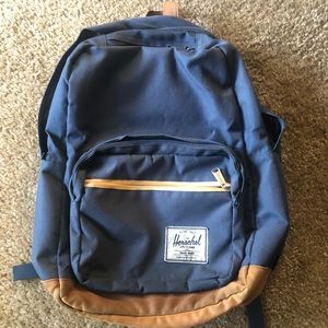 Herschel Backpack Leather Blue Excellent Condition